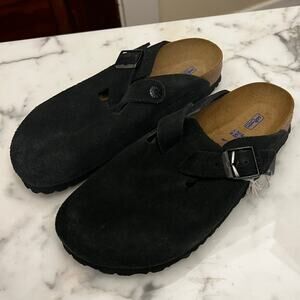 Birkenstock Boston Clogs Black Soft Footbed Narrow Size 6 Women's 37 NWOB $170
